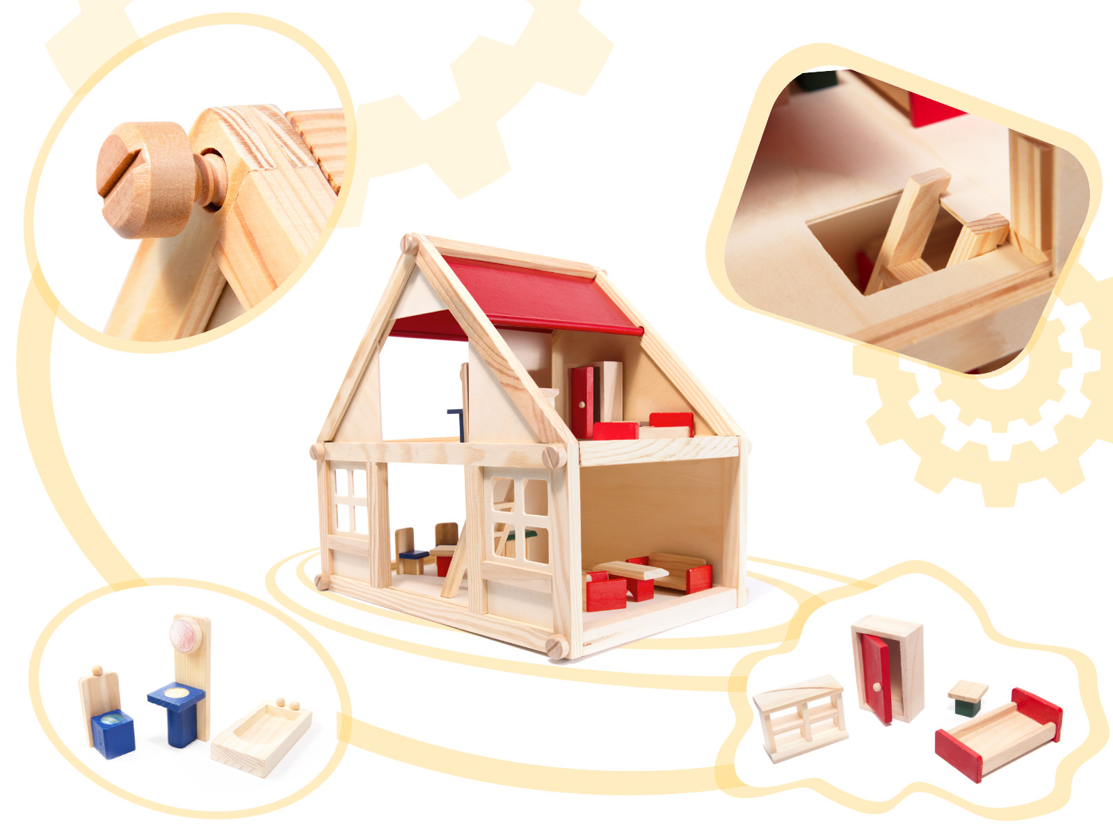 KX6486 Domek dla lalek drewniany z akcesoriami 40cm 2